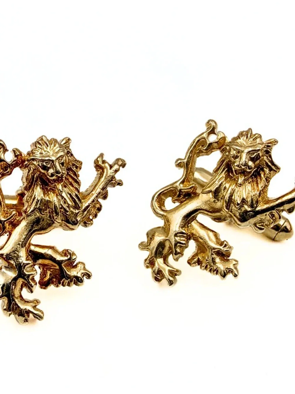 Neo Classic Heraldic Style Double Tailed Lion Rampant Griffin Cufflinks